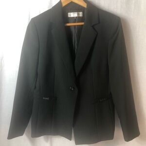 Tahari Arthur S. Levine Women's 10P Black Button Front Lined Career‎ Blazer